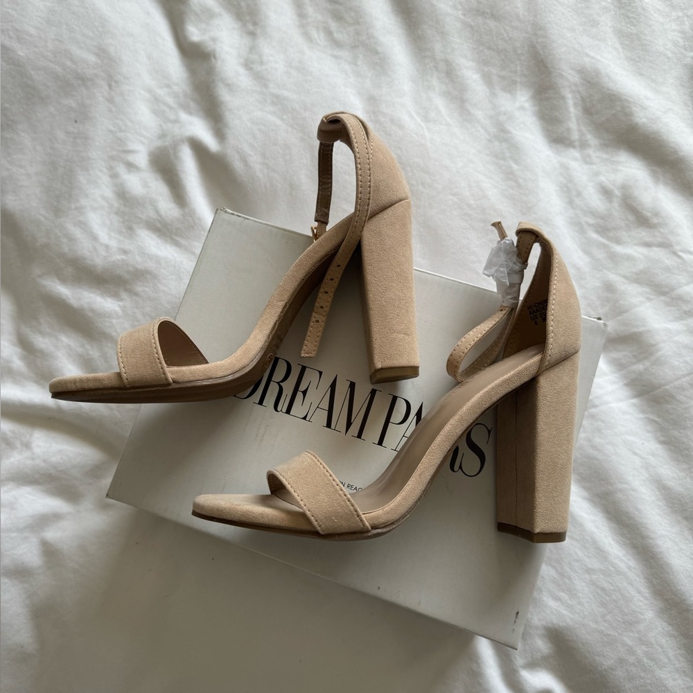 New never worn feaux suede block heels